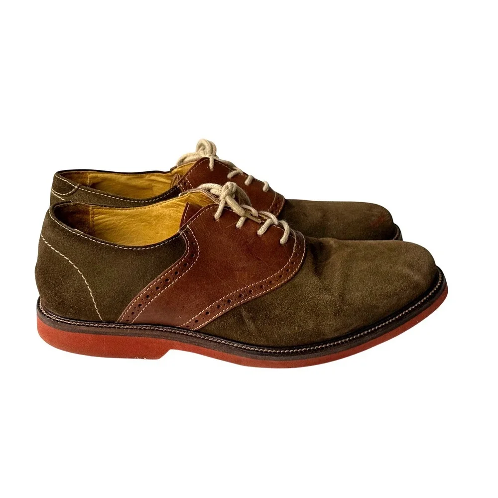 1901 Mens Brown Suede Leather Saddle Oxford Shoes‎ M23109 Size 8.5 M Brazil